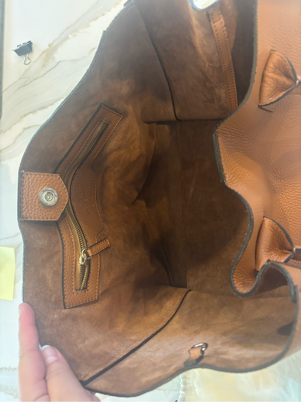 Everyday Pebbled Tote in Cognac - Picture 4 of 5